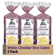 Quaker empaque frontal de tortas de arroz white cheddar mostrando diseño y cantidad