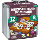 Queensell front view aluminum case open showing organized game components for easy transport