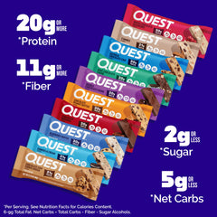 Barra Quest abierta con interior visible, muestra la densidad y contenido proteico