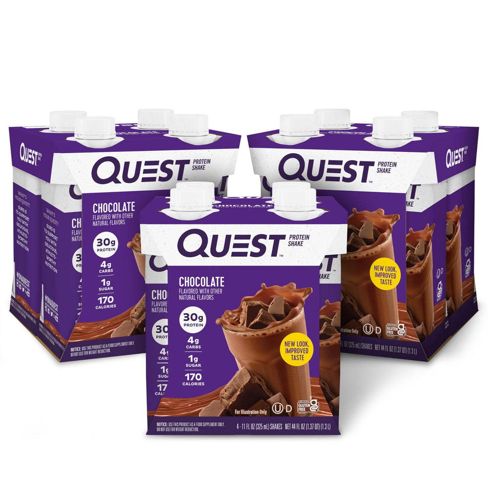 Quest batido chocolate frontal mostrando etiqueta y presentación práctica