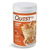 Quest cinnamon crunch front canister showing branding and size for clear purchase decision