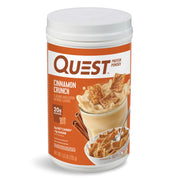 Quest cinnamon crunch front canister showing branding and size for clear purchase decision