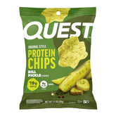 Quest front packaging showing 12-count box and bold dill pickle branding for easy identification