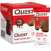 Quest cups vista frontal mostrando caja y cantidad para conveniencia