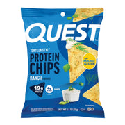 Quest front packaging showing 12-count box and single-serve bags for easy storage and grab-and-go