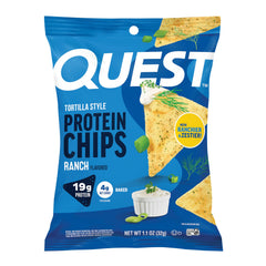 Quest front packaging showing 12-count box and single-serve bags for easy storage and grab-and-go