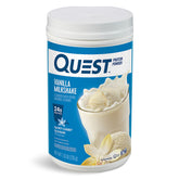 Quest front packaging showing canister and flavor benefits