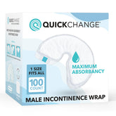 QuickChange front packaging showing 100-pack and caregiver convenience