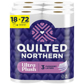 Quilted Northern paquete frontal mostrando 18 Mega Rolls y ahorro