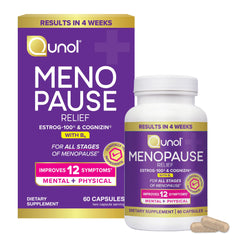 Qunol frasco frontal mostrando etiqueta clara y beneficios