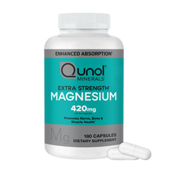 Qunol envase frontal mostrando 420 mg y etiqueta clara, ideal para elegir fácilmente