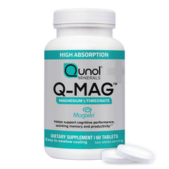 Qunol front packaging showing bottle and 60-count for convenient monthly supply