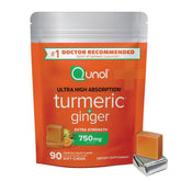 Qunol bottle front packaging showing product benefits and count
