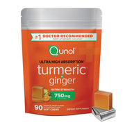 Qunol bottle front packaging showing product benefits and count