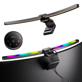 Quntis front view on curved monitor showing glare-free desk illumination