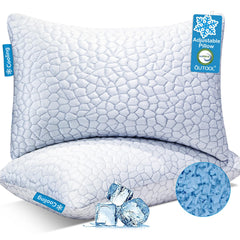 QUTOOL front view of two pillows showing clean design and immediate cooling comfort