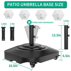 QZER umbrella base close-up of aluminum sleeve providing secure pole fit