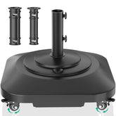 QZER umbrella base front view showing stable wide footprint and finish