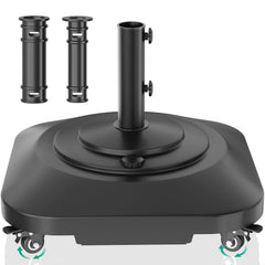 QZER umbrella base front view showing stable wide footprint and finish