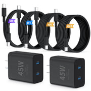 QZIIW vista frontal del cargador 45W mostrando beneficios de carga rápida