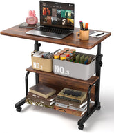 QZMDSM front view of 32-inch rustic desk showing compact footprint and storage benefit