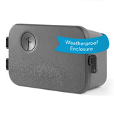 Rachio front view of enclosure showing branded cover and curb appeal protecting controller