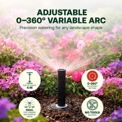 Rain Bird 1804VAN retracted view in turf demonstrating low-profile advantage and safety