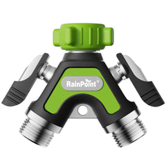 RAINPOINT front view showing dual outlets and robust metal build for reliability