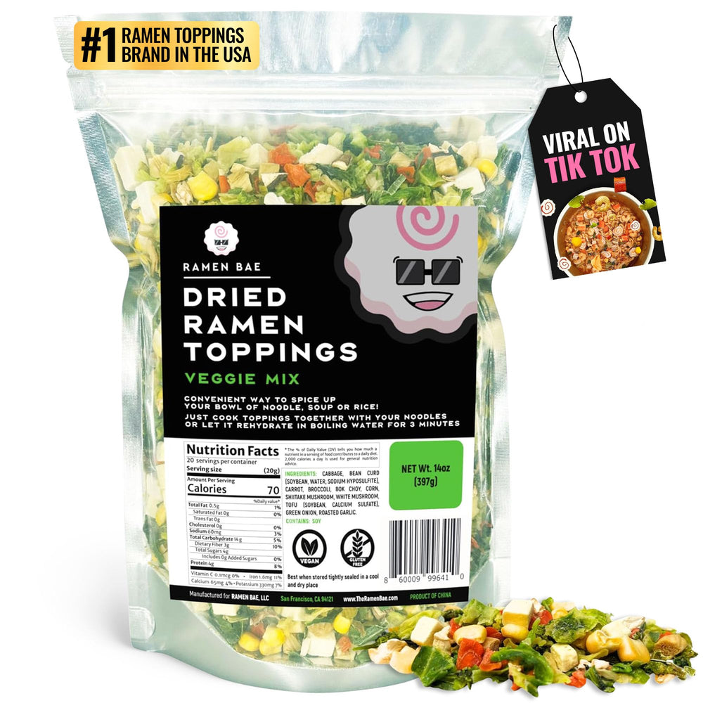 Ramen Bae frente del paquete mostrando mezcla de vegetales listos para usar