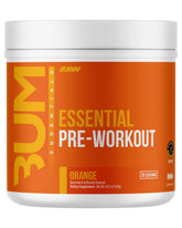 RAW front tub packaging showing product name and orange flavor benefits