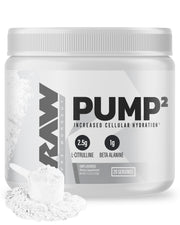 Envase RAW Pump2 al frente mostrando la presentación y 20 servicios, ideal para aumentar el bombeo