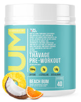 RAW Thavage Beach Bum tub front view showing branding and servings benefit