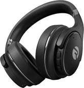 Raycon front view showing black over-ear design and clean lines for travel