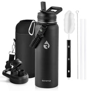 RAYMYLO 40 oz front view showing bottle and included accessories benefit durability