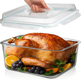 Razab front view of large 6500 ml glass container showing capacity and lid, durable serving