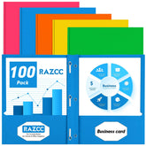 RAZCC paquete frontal de 100 carpetas mostrando colores para organización