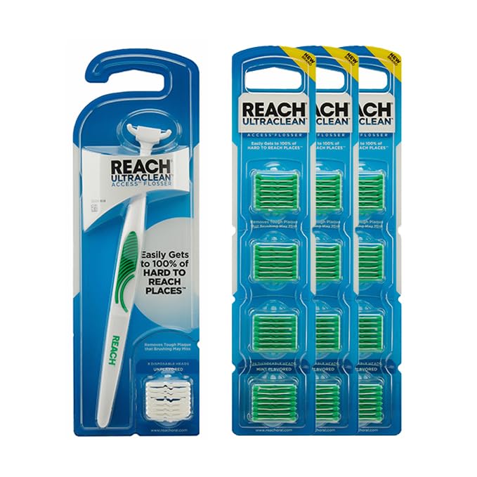 Reach empaque frontal del kit con recambios mint y beneficio de conveniencia