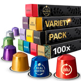 REAL COFFEE GREAT TASTE. EVERY DAY pack frontal con 100 cápsulas, variedad visible y beneficio de elección diaria