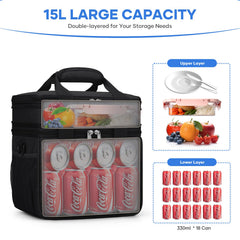RealCool bolsa abierta mostrando doble nivel para comidas y bebidas