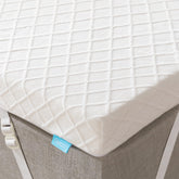 RECCI TwinXL topper front view showing clean fit and extra length for dorm beds