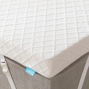 RECCI TwinXL topper front view showing clean fit and extra length for dorm beds