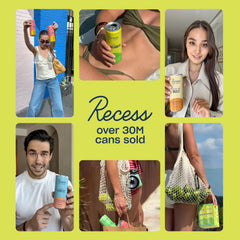 Detalle de la etiqueta Recess con ingredientes reales y bajo contenido de azúcar