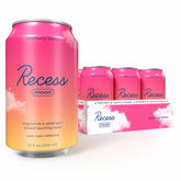 Recess can front packaging showing raspberry lemon branding and calm benefit