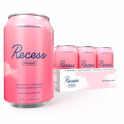 Recess front packaging showing Strawberry Rose 12-pack and convenience benefit