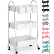 Recximi front view of three-tier cart showing organized storage and mobility