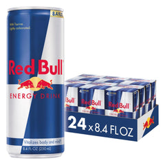 Red Bull lata frente mostrando diseño y conveniencia para llevar