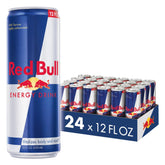 Red Bull lata frontal mostrando diseño y energía portátil