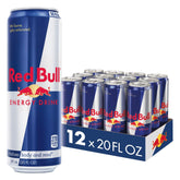 Red Bull lata frontal mostrando el diseño y energía inmediata