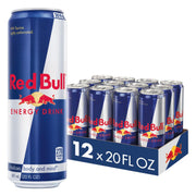 Red Bull lata frontal mostrando el diseño y energía inmediata