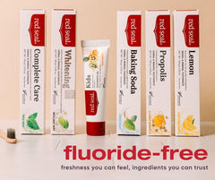Red Seal close-up de ingredientes herbales y bicarbonato beneficiosos